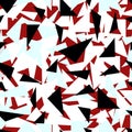 Triangle background. Seamless pattern. Geometric abstract texture. Red, white and black colors. Polygonal mosaic style. Vector Royalty Free Stock Photo